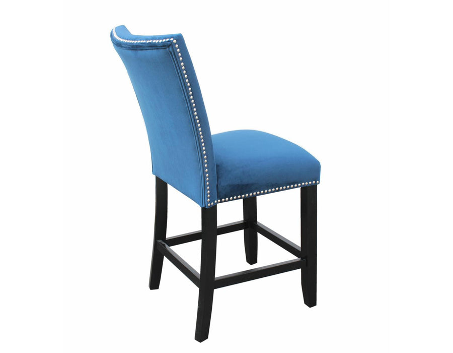 Steve Silver Camila Blue Velvet Counter Chair in Blue (Set of 2)