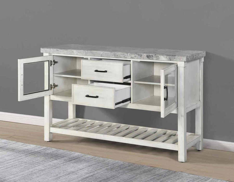 Steve Silver Canova Gray Marble Top Server in Cathedral White
