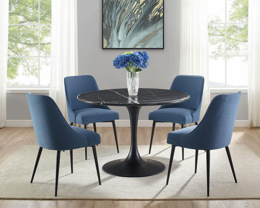 Steve Silver Colfax Round Black Marquina Marble Top Dining Table in Black - Furniture Max (Falls Church,VA) *