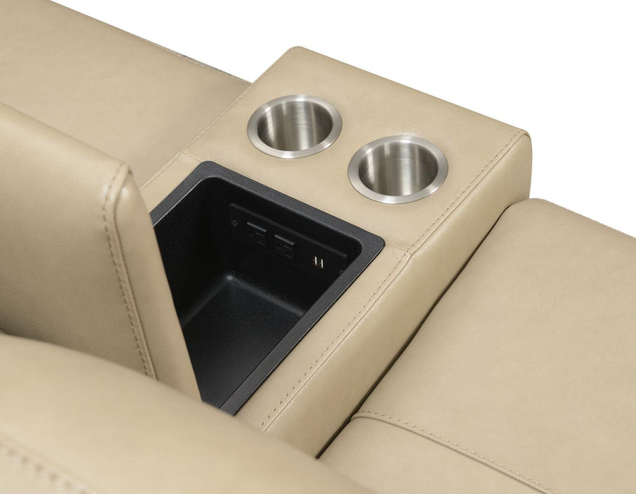 Steve Silver Doncella Leather Dual Power Reclining Sofa in Surly Sand - Furniture Max (Falls Church,VA) *