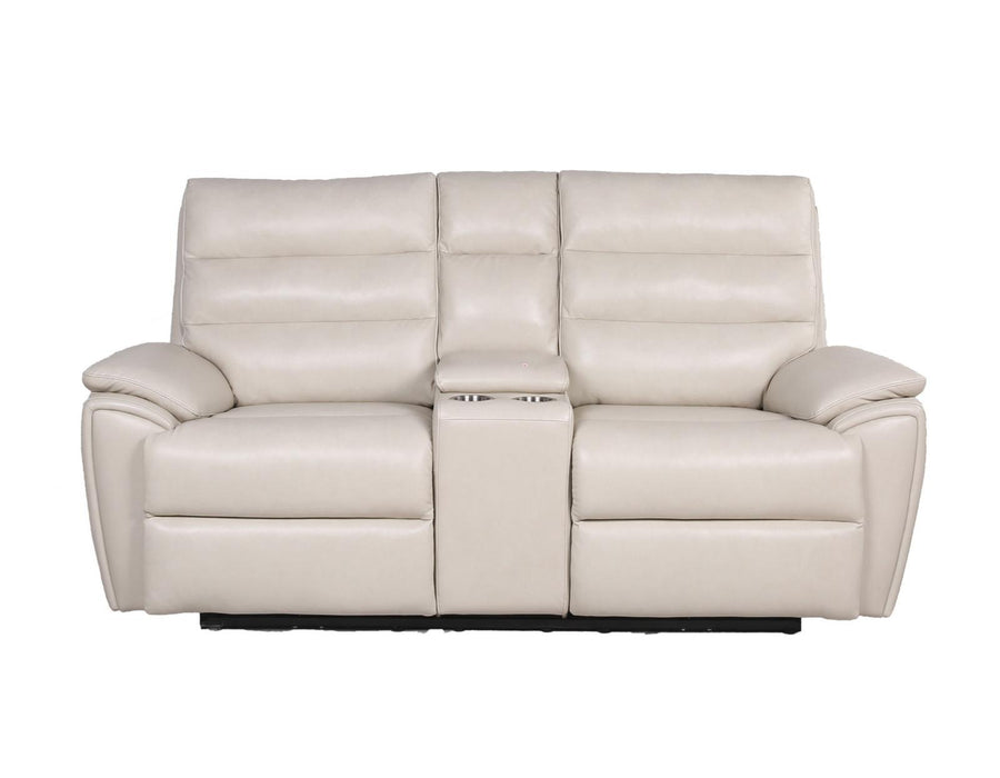 Steve Silver Duval Leather Dual Power Reclining Loveseat in Impressive Ivory