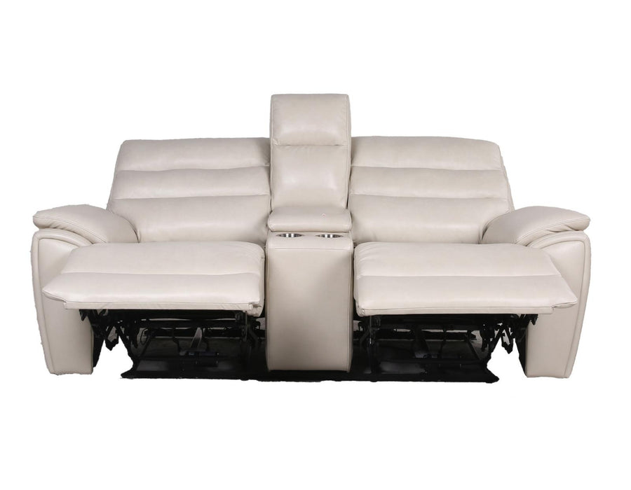 Steve Silver Duval Leather Dual Power Reclining Loveseat in Impressive Ivory
