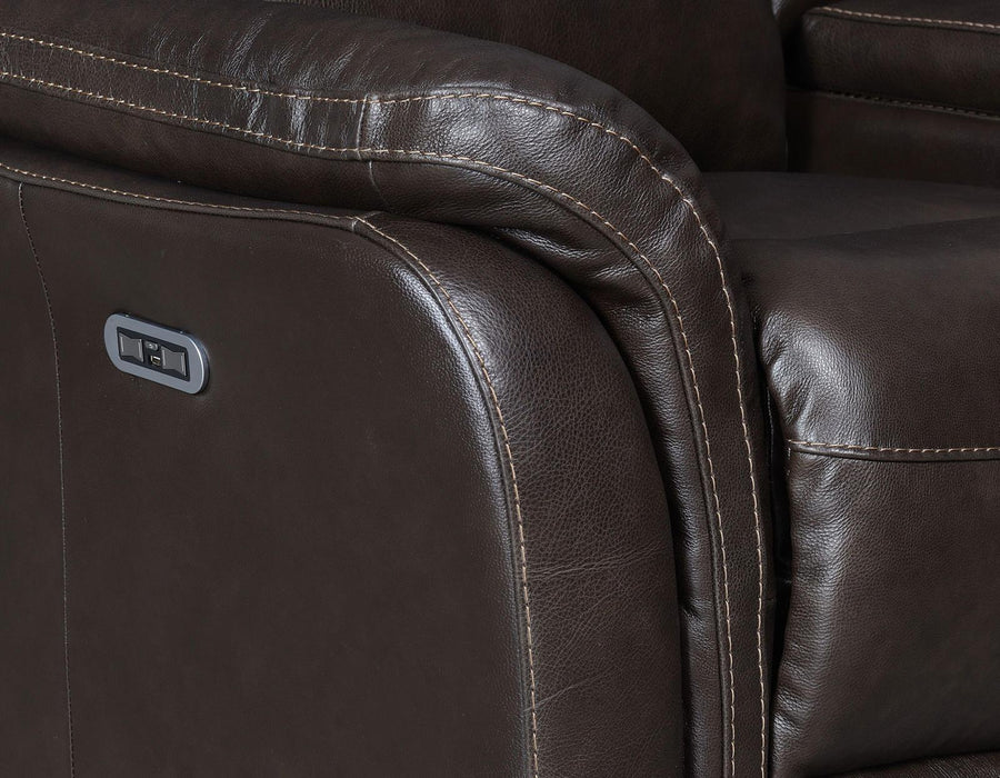 Steve Silver Fortuna Leather Dual Power Reclining Sofa in Coffee