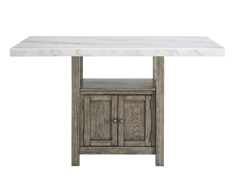 Steve Silver Grayson White Marble Counter Storage Table in Driftwood