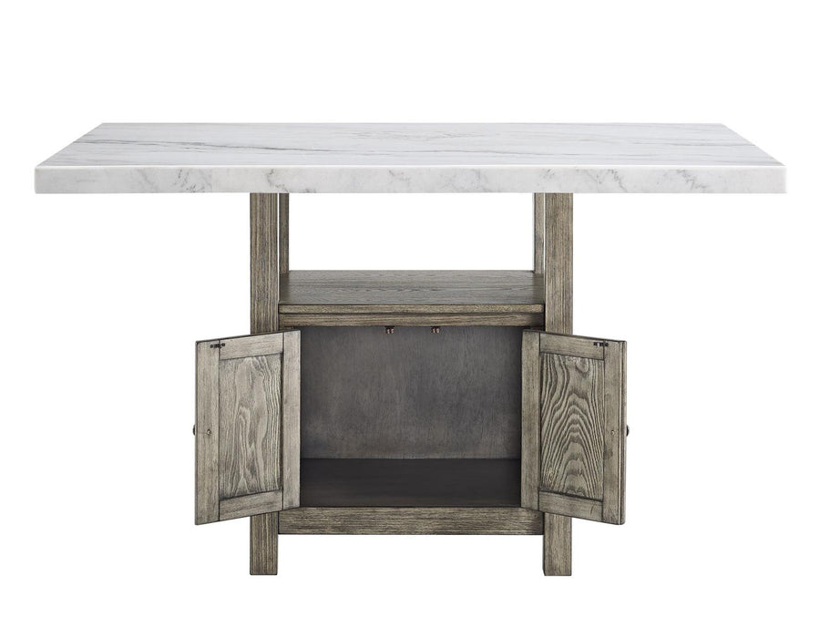 Steve Silver Grayson White Marble Counter Storage Table in Driftwood