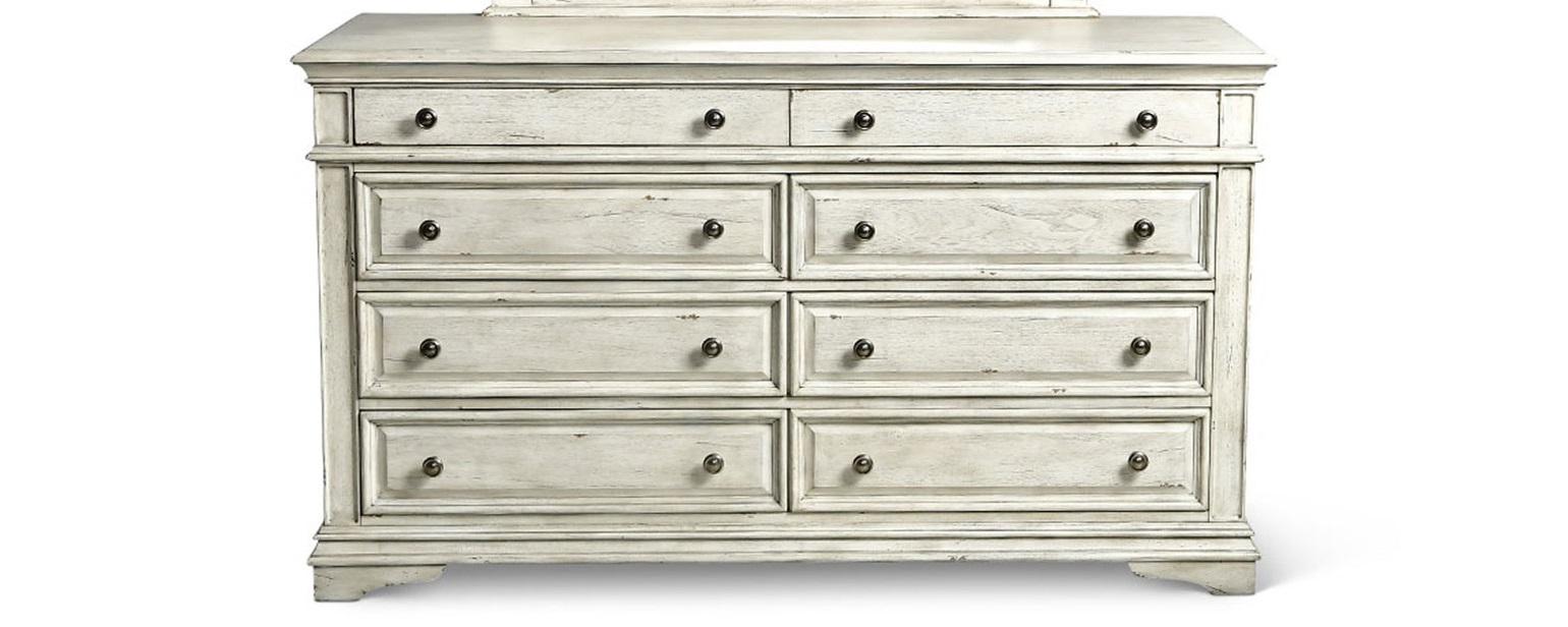 Steve Silver Highland Park 8 Drawer Dresser in Cathedral White