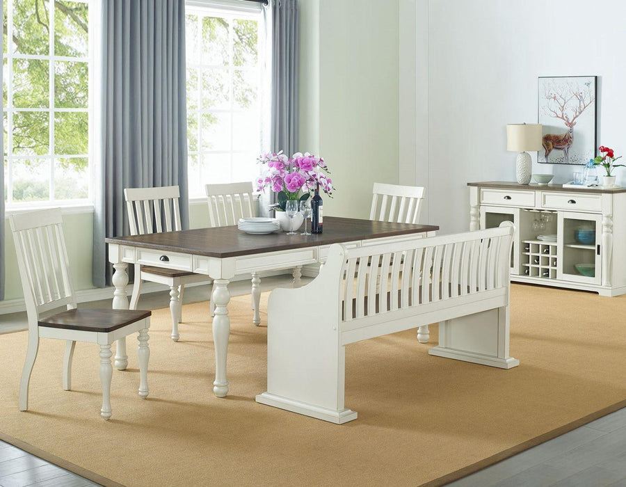 Steve Silver Joanna Bench with Back in Two-tone Ivory and Mocha - Furniture Max (Falls Church,VA) *