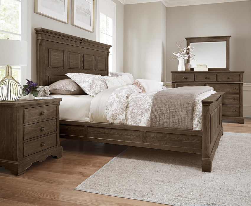 Vaughan-Bassett Heritage King Mansion with Decorative Rails Bed in Cobblestone Oak - Furniture Max (Falls Church,VA) *