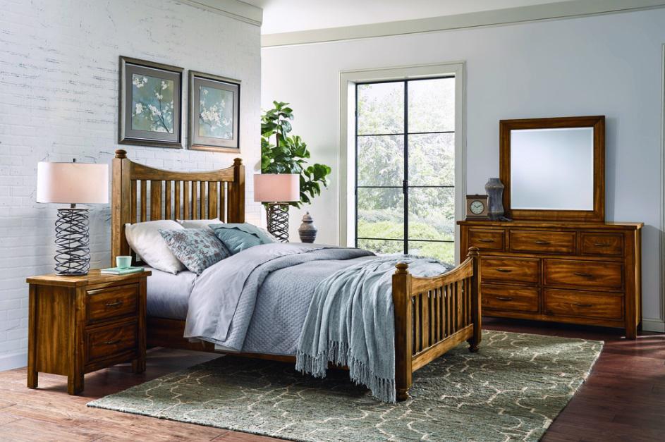 Vaughan-Bassett Maple Road King Slat Poster Bed  in Antique Amish - Furniture Max (Falls Church,VA) *