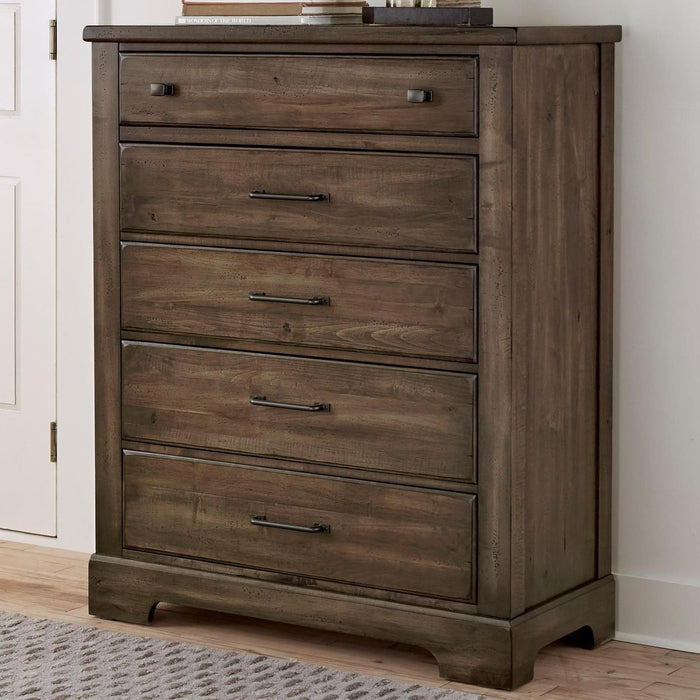 Vaughan-Bassett Cool Rustic 5 Drawer Chest in Mink