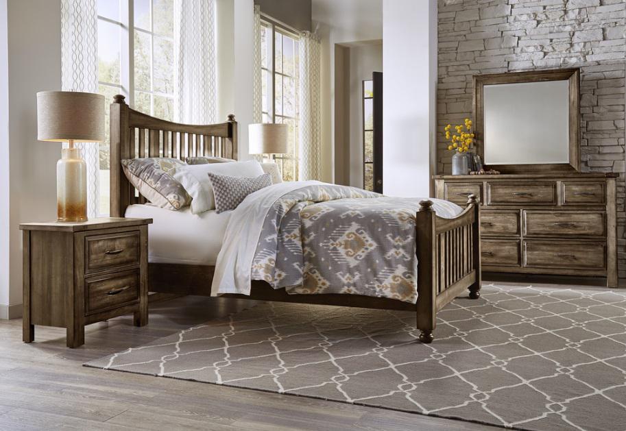 Vaughan-Bassett Maple Road King Slat Poster Bed  in Maple Syrup - Furniture Max (Falls Church,VA) *
