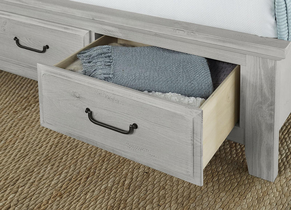 Vaughan-Bassett Sawmill King Arch Storage Bed in Alabaster Two Tone - Furniture Max (Falls Church,VA) *