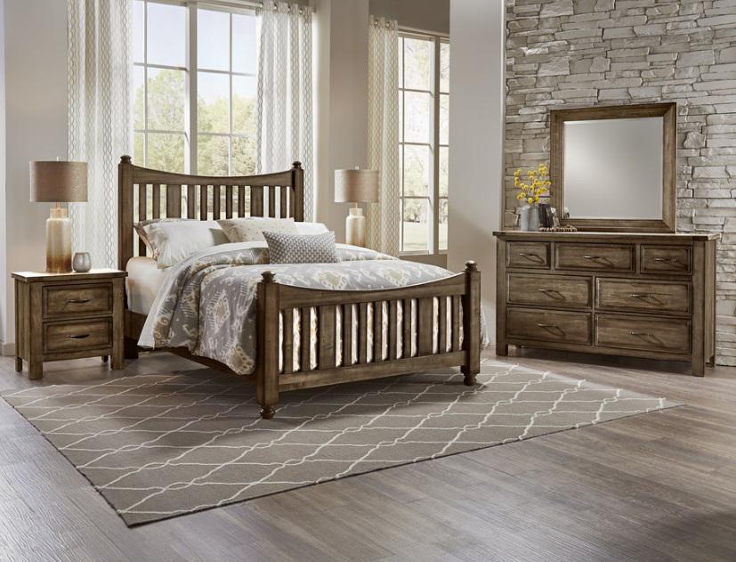 Vaughan-Bassett Maple Road Queen Slat Poster Bed  in Maple Syrup - Furniture Max (Falls Church,VA) *