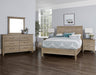 Vaughan-Bassett Passageways Deep Sand King Louvered Bed with Low Profile Footboard in Medium Brown - Furniture Max (Falls Church,VA) *