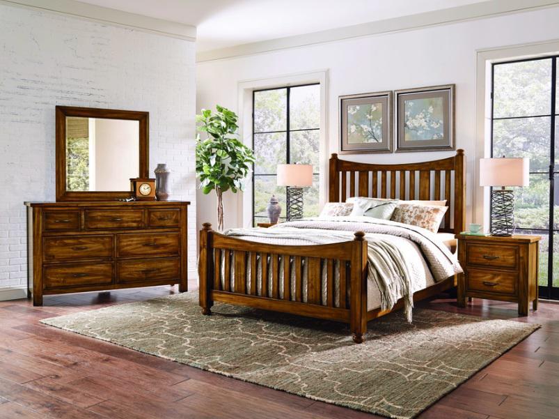Vaughan-Bassett Maple Road King Slat Poster Bed  in Antique Amish - Furniture Max (Falls Church,VA) *