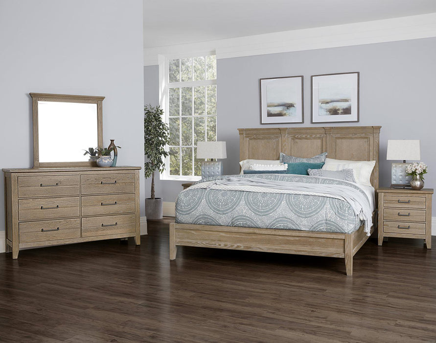 Vaughan-Bassett Passageways Deep Sand California King Mansion Bed with Low Profile Footboard in Medium Brown - Furniture Max (Falls Church,VA) *