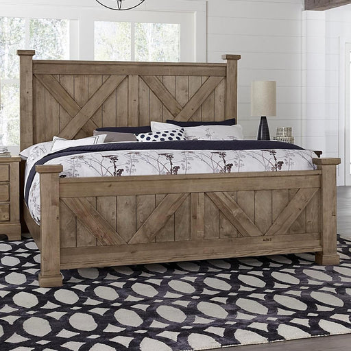 Vaughan-Bassett Cool Rustic Queen Barndoor X Headboard and Footboard Bed in Stone Grey - Furniture Max (Falls Church,VA) *