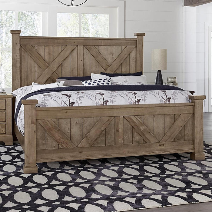 Vaughan-Bassett Cool Rustic Queen Barndoor X Headboard and Footboard Bed in Stone Grey - Furniture Max (Falls Church,VA) *