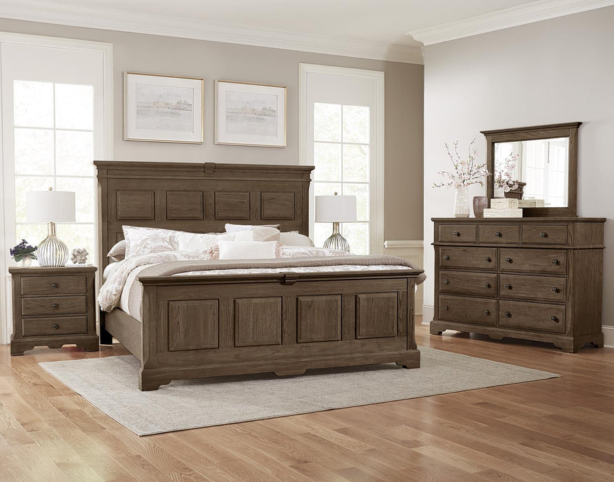 Vaughan-Bassett Heritage Queen Mansion Bed in Cobblestone Oak - Furniture Max (Falls Church,VA) *