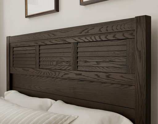Vaughan-Bassett Passageways Charleston Brown King Louvered Bed with Low Profile Footboard in Dark Brown - Furniture Max (Falls Church,VA) *