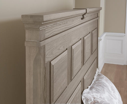 Vaughan-Bassett Heritage King Mansion Bed with Storage Footboard in Greystone - Furniture Max (Falls Church,VA) *