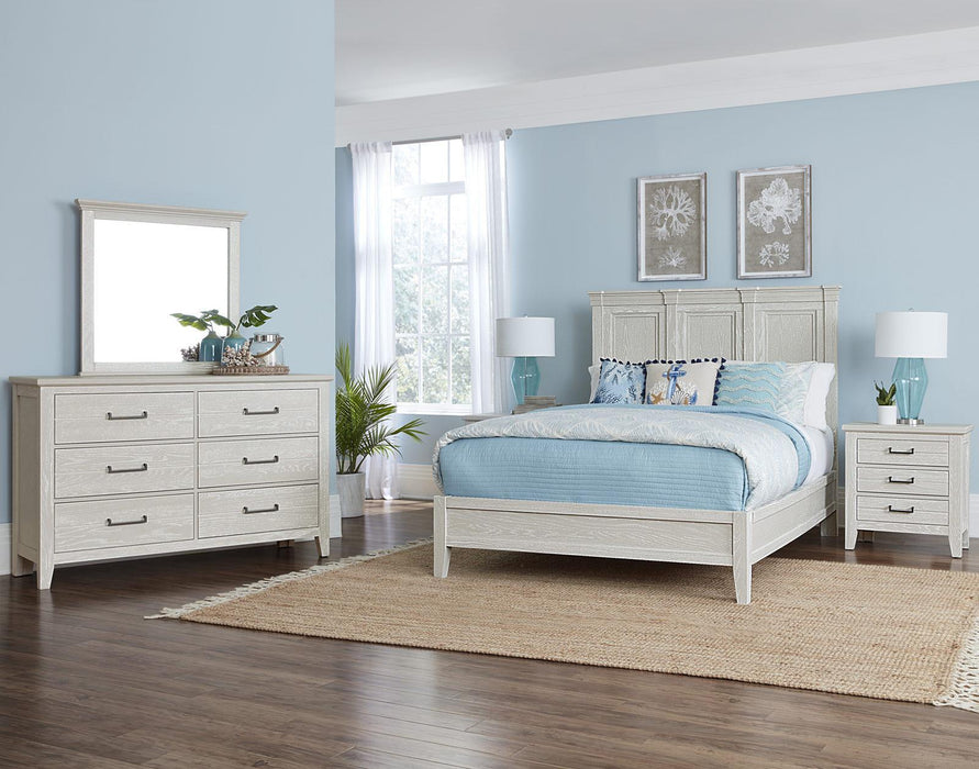 Vaughan-Bassett Passageways Oyster Grey Queen Mansion Bed with Low Profile Footboard in Grey