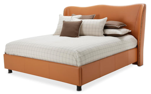 21 Cosmopolitan Eastern King Upholstered Wing Bed in Orange image