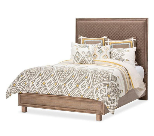 Hudson Ferry Queen Diamond-Quilted Tufted Panel Bed in Driftwood (Brown Fabric) image