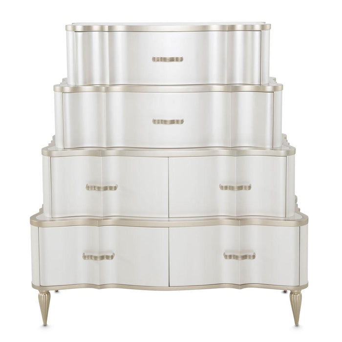 London Place Tiered 6-Drawer Chest in Creamy Pearl image
