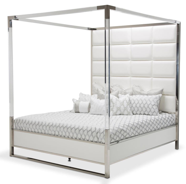 State St King Metal Canopy Bed in Glossy White image