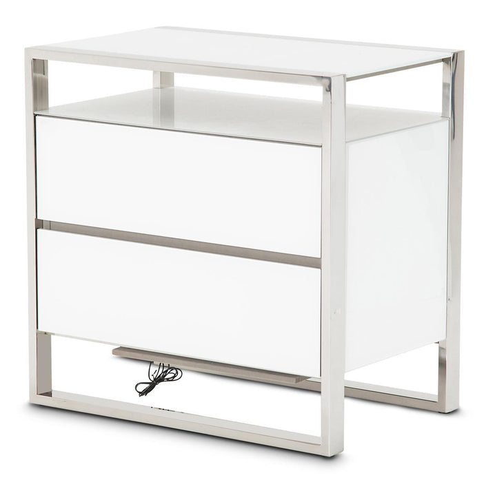 State St Metal Nightstand with LED Lights in Glossy White image