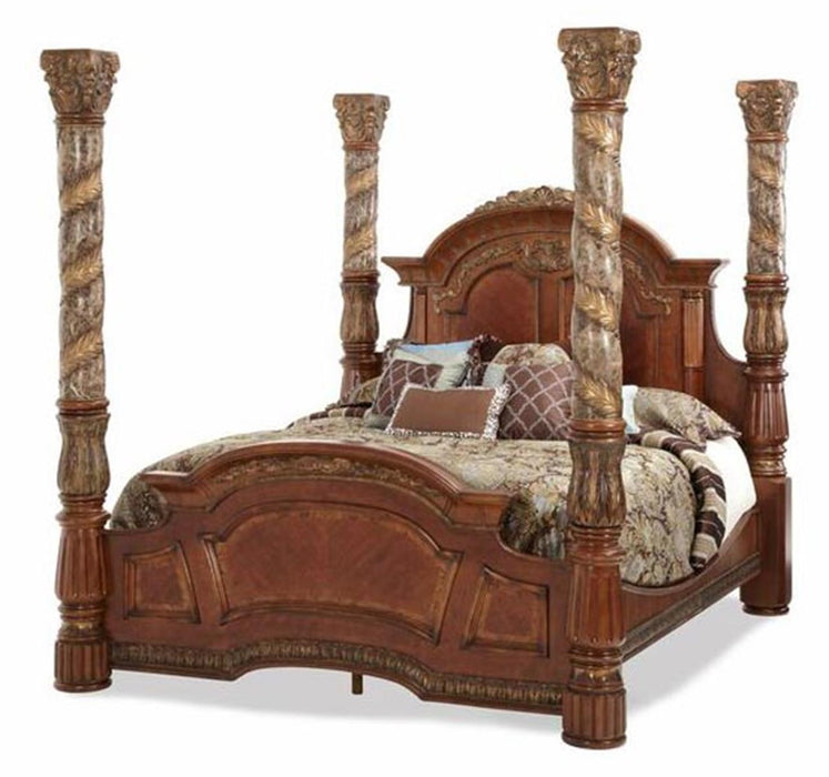 Villa Valencia King Poster Bed with Canopy in Chestnut image