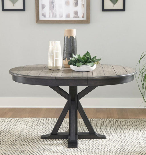 Liberty Furniture Allyson Park Pedestal Table in Wirebrushed Black Forest image