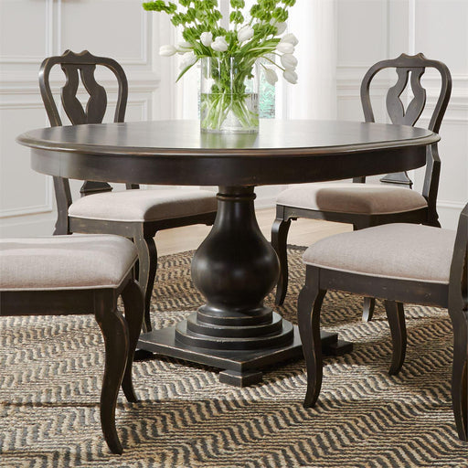 Liberty Furniture Chesapeake Round Pedestal Dining Table in Antique Black image