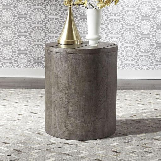 Liberty Furniture Modern Farmhouse Drum End Table in Dusty Charcoal image