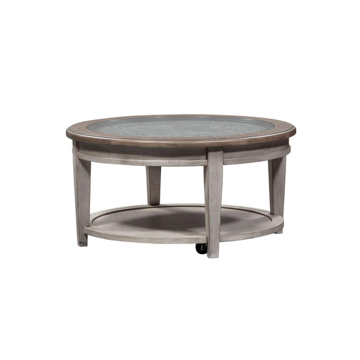 Liberty Heartland Round Ceiling Tile Cocktail Table in Antique White image