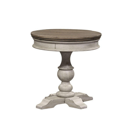 Liberty Heartland Round Pedestal Chair Side Table in Antique White image