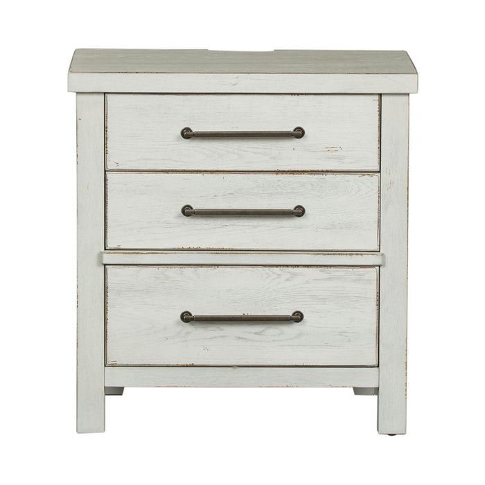 Liberty Modern Farmhouse 3 Drawer Nightstand in White image