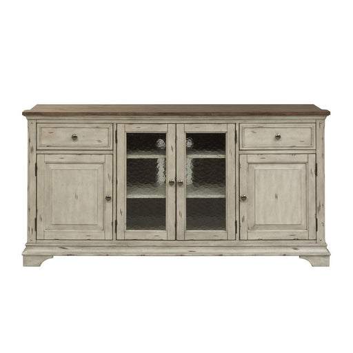 Liberty Morgan Creek Entertainment TV Stand in Antique White Finish with Wire Brushed Tobacco Accents image