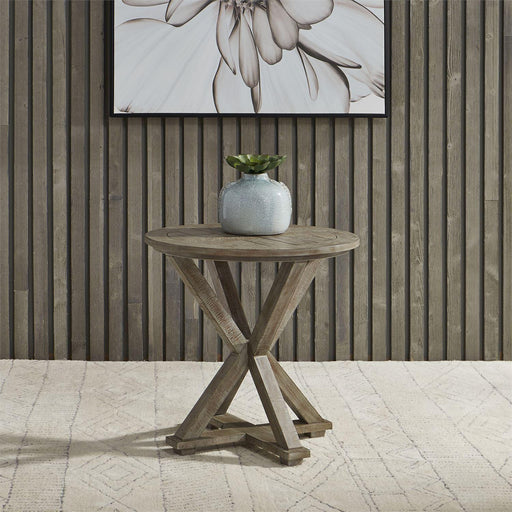 Liberty Parkland Falls Round End Table in Weathered Taupe image
