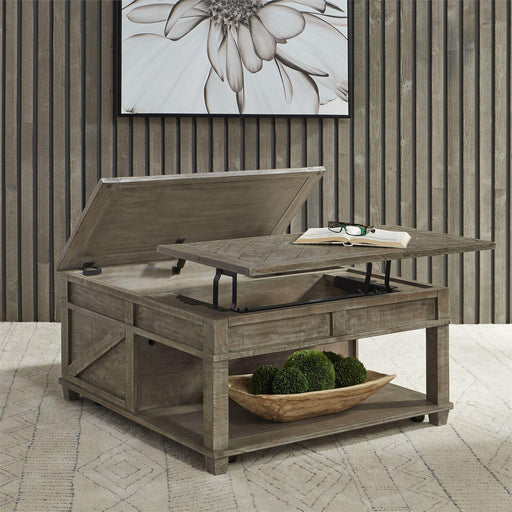 Liberty Parkland Falls Square Lift Top Cocktail Table in Weathered Taupe image