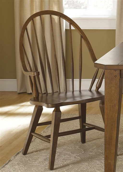 Liberty Furniture Hearthstone Windsor Back Arm Chair in Rustic Oak (Set of 2) image
