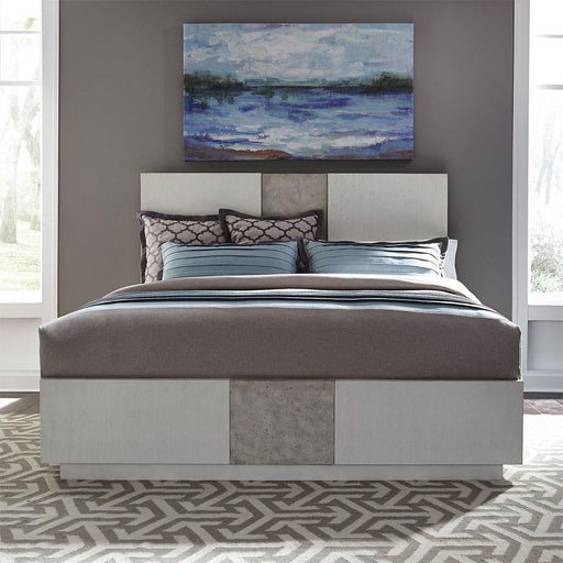 Liberty Furniture Mirage Queen Travertine Panel Bed in Wirebrushed White image