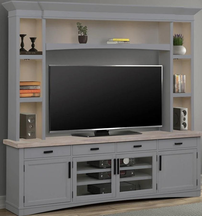 Parker House Americana Modern 92 in. TV Console with Hutch and LED Lights in Dove image