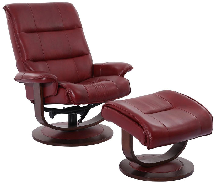 Parker House Knight Manual Reclining Swivel Chair and Ottoman Rouge image