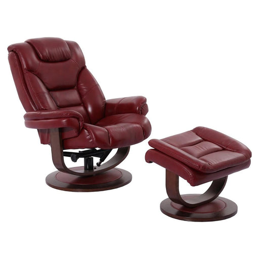 Parker House Monarch Manual Reclining Swivel Chair and Ottoman in Rouge image