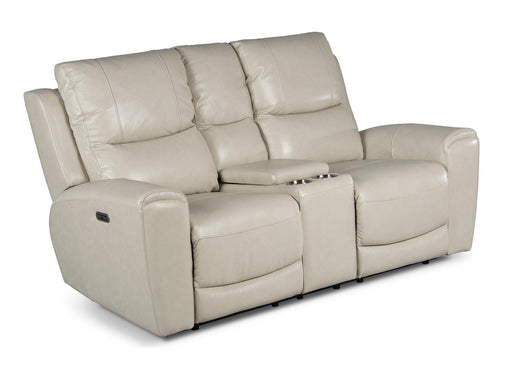 Steve Silver Laurel Leather Dual Power Reclining Console Loveseat in Ivory image