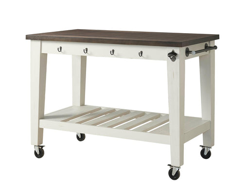 Steve Silver Cayla Two Tone Kitchen Cart in Antiqued White image
