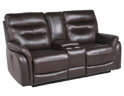 Steve Silver Fortuna Leather Dual Power Reclining Console Loveseat in Coffee image